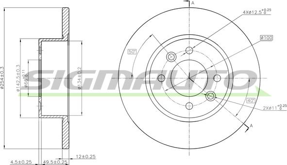 SIGMAUTO DBA557S - Спирачен диск vvparts.bg