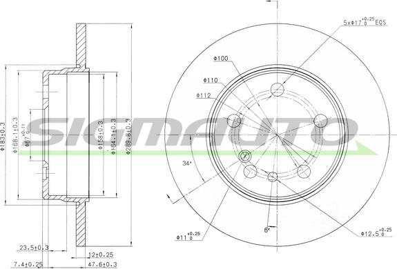 SIGMAUTO DBA560S - Спирачен диск vvparts.bg