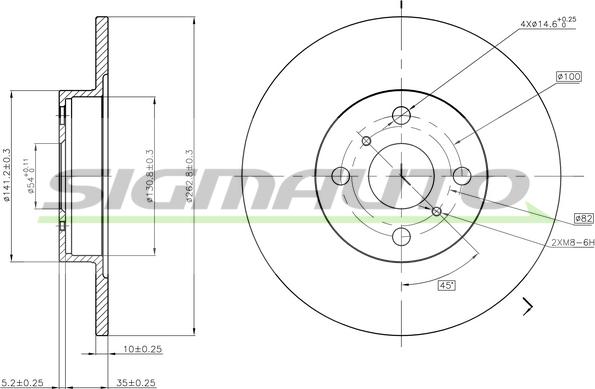 SIGMAUTO DBA504S - Спирачен диск vvparts.bg