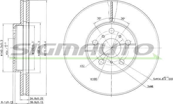 SIGMAUTO DBA502V - Спирачен диск vvparts.bg