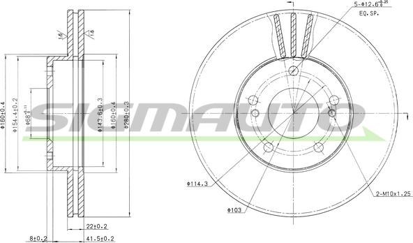 SIGMAUTO DBA600V - Спирачен диск vvparts.bg