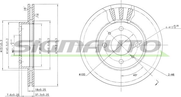 SIGMAUTO DBA615V - Спирачен диск vvparts.bg