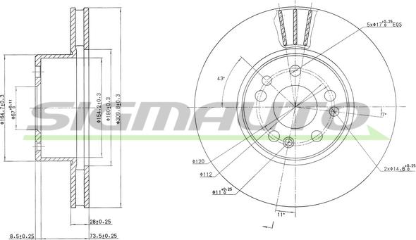 SIGMAUTO DBA613V - Спирачен диск vvparts.bg