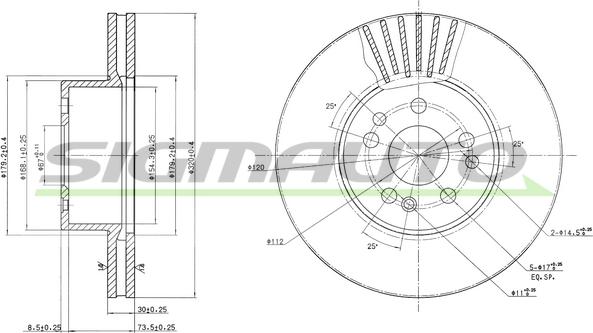 SIGMAUTO DBA629V - Спирачен диск vvparts.bg