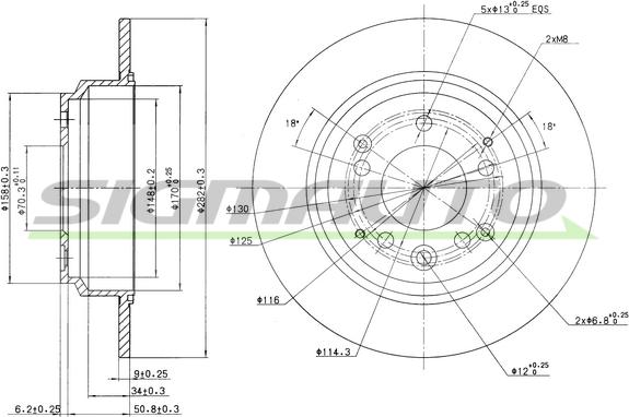 SIGMAUTO DBA672S - Спирачен диск vvparts.bg