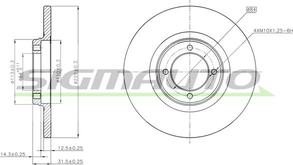 SIGMAUTO DBA049S - Спирачен диск vvparts.bg