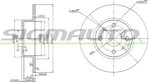 SIGMAUTO DBA066S - Спирачен диск vvparts.bg