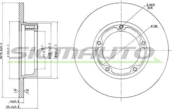 SIGMAUTO DBA061S - Спирачен диск vvparts.bg