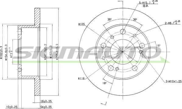 SIGMAUTO DBA063S - Спирачен диск vvparts.bg