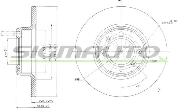 SIGMAUTO DBA088S - Спирачен диск vvparts.bg