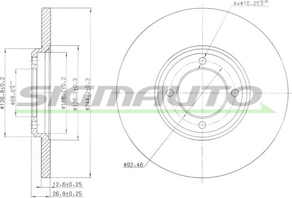 SIGMAUTO DBA023S - Спирачен диск vvparts.bg