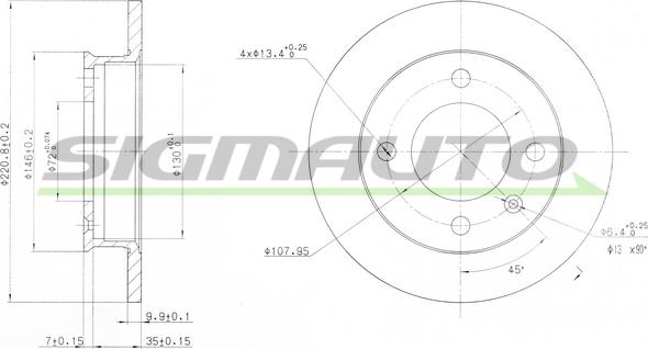 SIGMAUTO DBA079S - Спирачен диск vvparts.bg