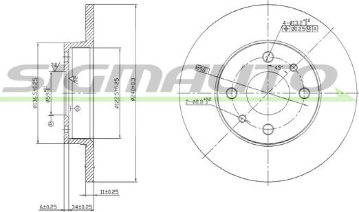 SIGMAUTO DBA140S - Спирачен диск vvparts.bg