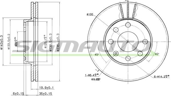 SIGMAUTO DBA151V - Спирачен диск vvparts.bg