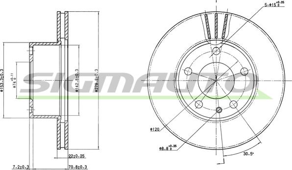 SIGMAUTO DBA166V - Спирачен диск vvparts.bg