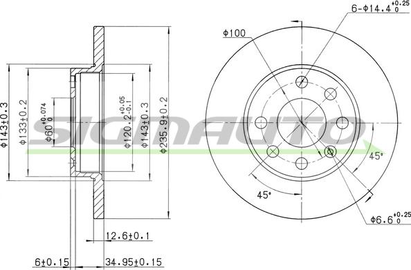 SIGMAUTO DBA116S - Спирачен диск vvparts.bg