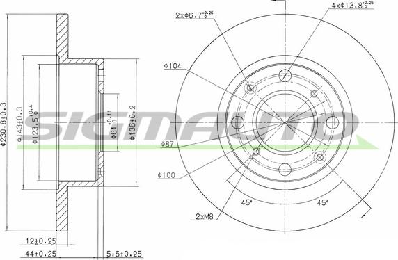 SIGMAUTO DBA112S - Спирачен диск vvparts.bg