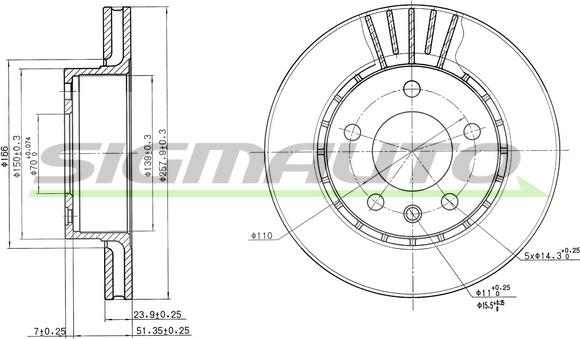 SIGMAUTO DBA188V - Спирачен диск vvparts.bg