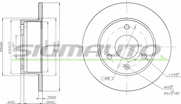 SIGMAUTO DBA132S - Спирачен диск vvparts.bg