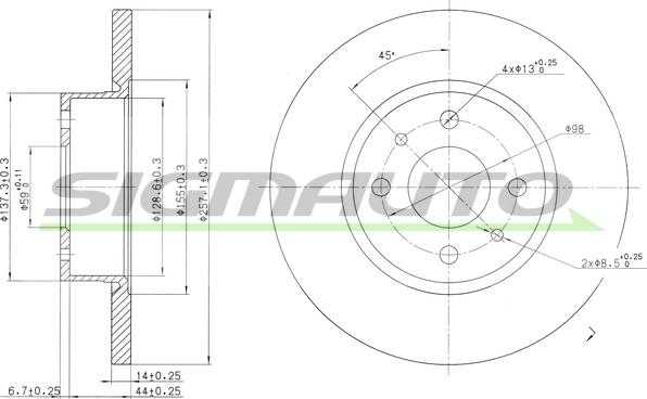 SIGMAUTO DBA129S - Спирачен диск vvparts.bg