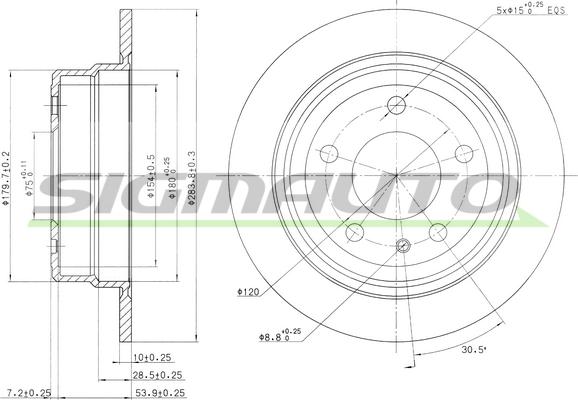 SIGMAUTO DBA120S - Спирачен диск vvparts.bg