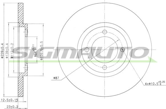 SIGMAUTO DBA121S - Спирачен диск vvparts.bg