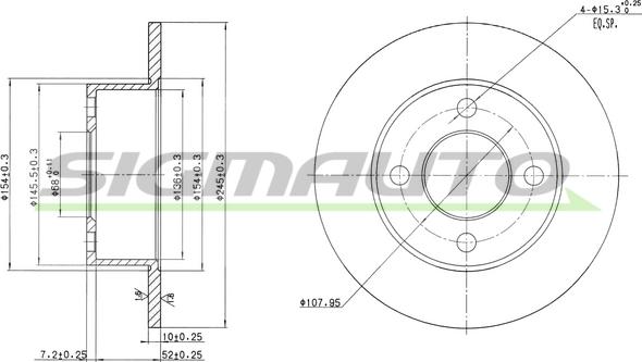 SIGMAUTO DBA128S - Спирачен диск vvparts.bg