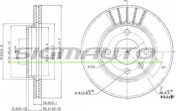 SIGMAUTO DBA175V - Спирачен диск vvparts.bg