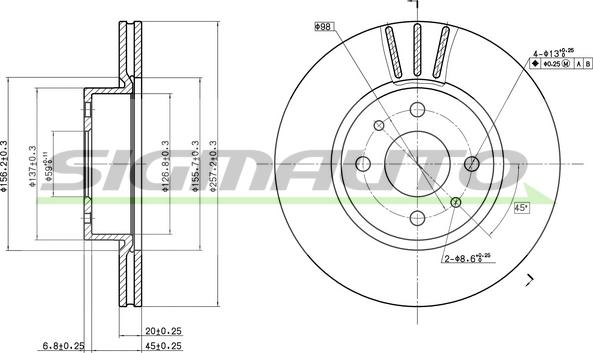 SIGMAUTO DBA176V - Спирачен диск vvparts.bg