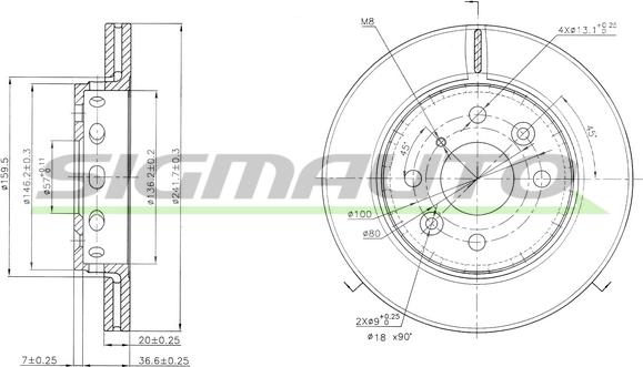 SIGMAUTO DBA854V - Спирачен диск vvparts.bg