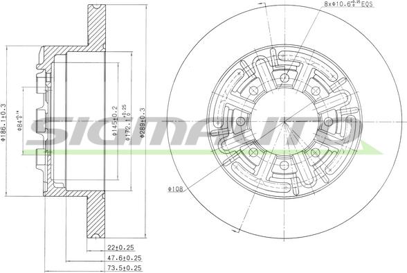 SIGMAUTO DBA858S - Спирачен диск vvparts.bg