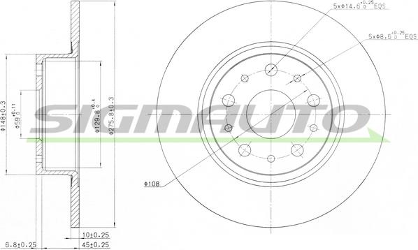 SIGMAUTO DBA805S - Спирачен диск vvparts.bg