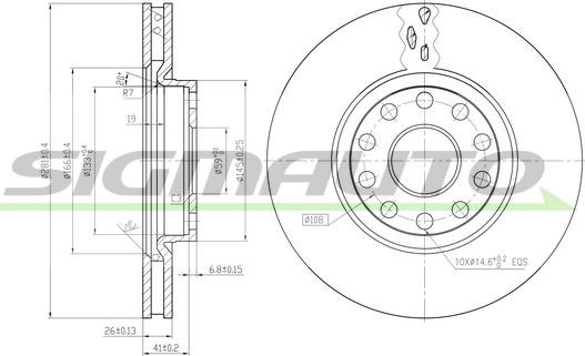 SIGMAUTO DBA802V - Спирачен диск vvparts.bg