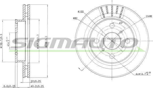 SIGMAUTO DBA880V - Спирачен диск vvparts.bg