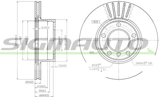 SIGMAUTO DBA834V - Спирачен диск vvparts.bg