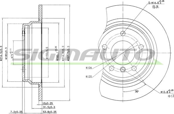 SIGMAUTO DBA835S - Спирачен диск vvparts.bg