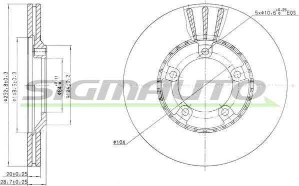 SIGMAUTO DBA826V - Спирачен диск vvparts.bg