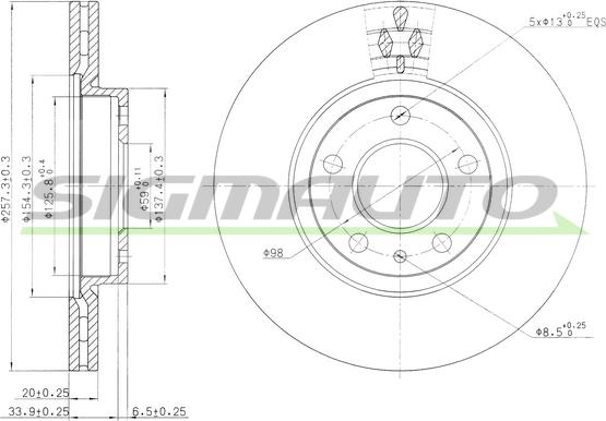 SIGMAUTO DBA827V - Спирачен диск vvparts.bg