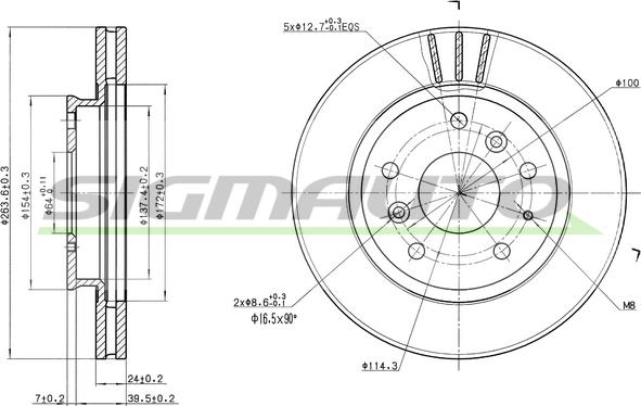 SIGMAUTO DBA395V - Спирачен диск vvparts.bg