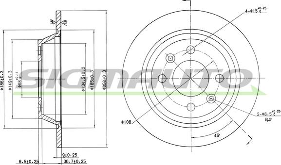 SIGMAUTO DBA355S - Спирачен диск vvparts.bg