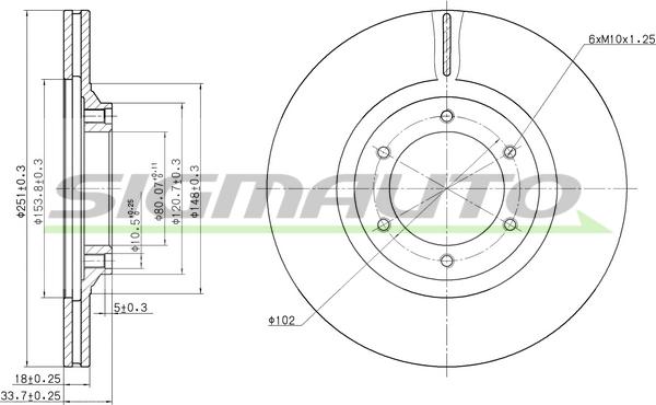 SIGMAUTO DBA356V - Спирачен диск vvparts.bg