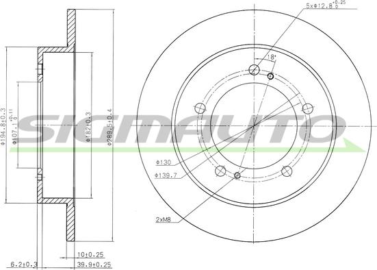 SIGMAUTO DBA351S - Спирачен диск vvparts.bg