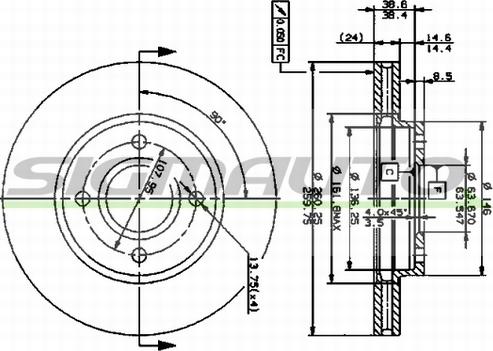 SIGMAUTO DBA364V - Спирачен диск vvparts.bg