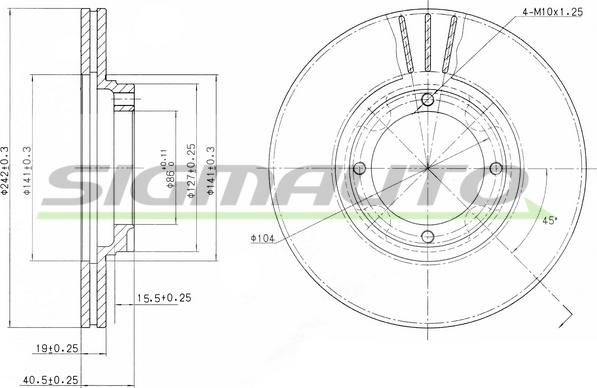 SIGMAUTO DBA389V - Спирачен диск vvparts.bg