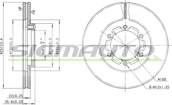 SIGMAUTO DBA385V - Спирачен диск vvparts.bg