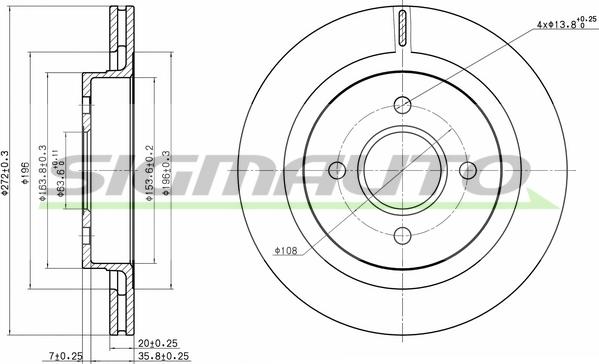 SIGMAUTO DBA338V - Спирачен диск vvparts.bg