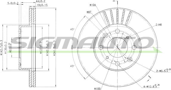 SIGMAUTO DBA294V - Спирачен диск vvparts.bg