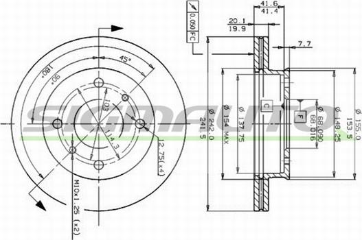 SIGMAUTO DBA259V - Спирачен диск vvparts.bg