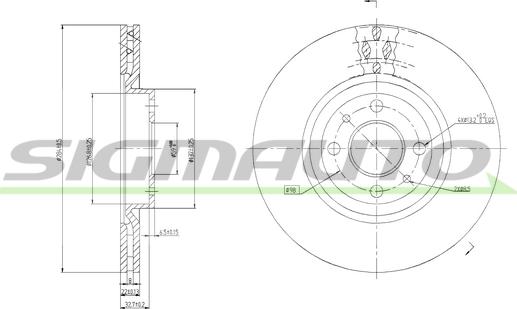 SIGMAUTO DBA252V - Спирачен диск vvparts.bg