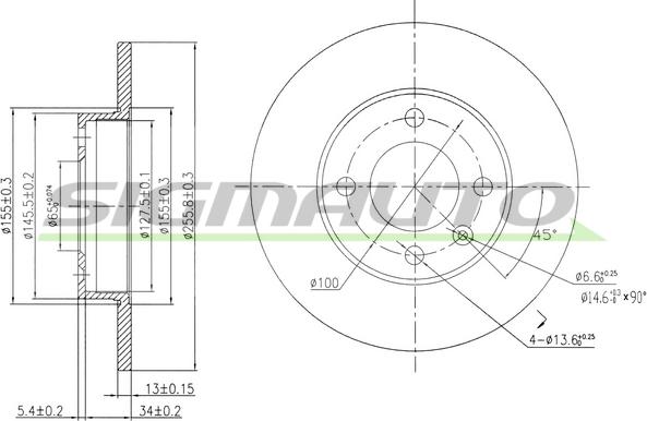 SIGMAUTO DBA205S - Спирачен диск vvparts.bg